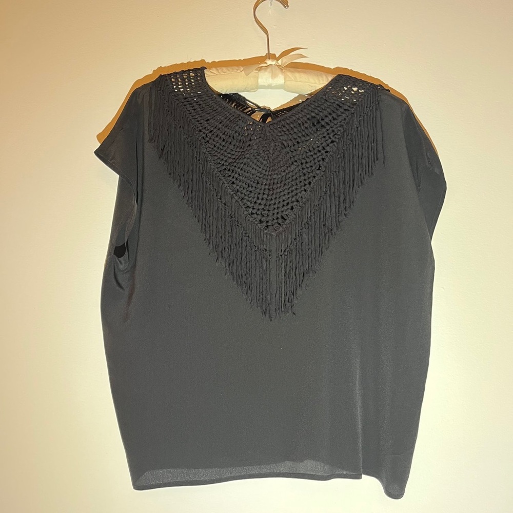 (M) Ulla Johnson silk fringe blouse